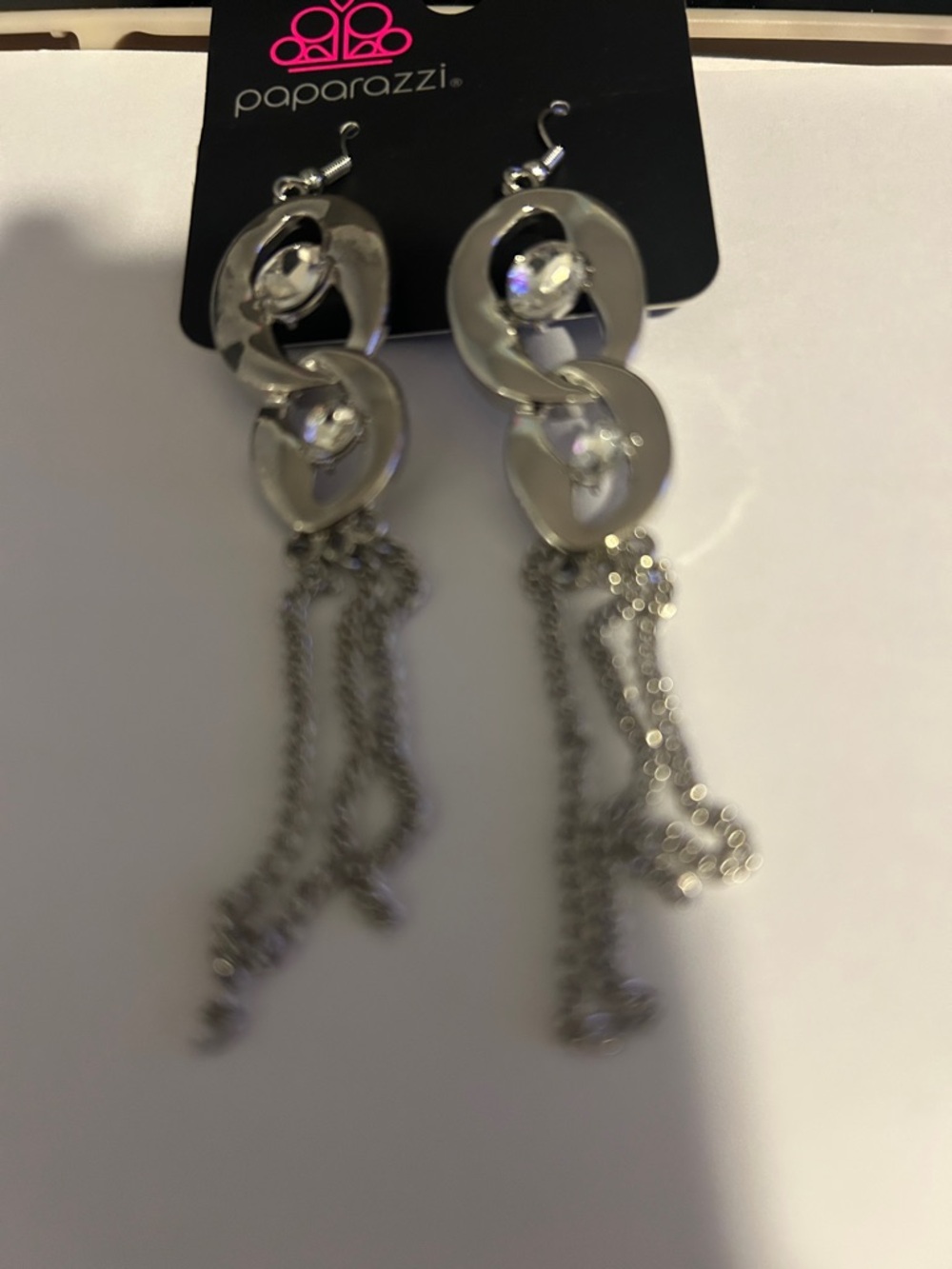 paparazzi Silver Linked Circle Tassel Drop Earrings
